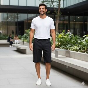 Quiksilver Black Pinstripe Board Shorts Hybrid Swim/Walk Shorts‎ - Size 34